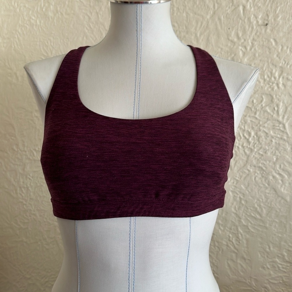 Victoria’s Secret Essential Strappy Back Sports Bralette Burgundy Heather Medium - Picture 2 of 9